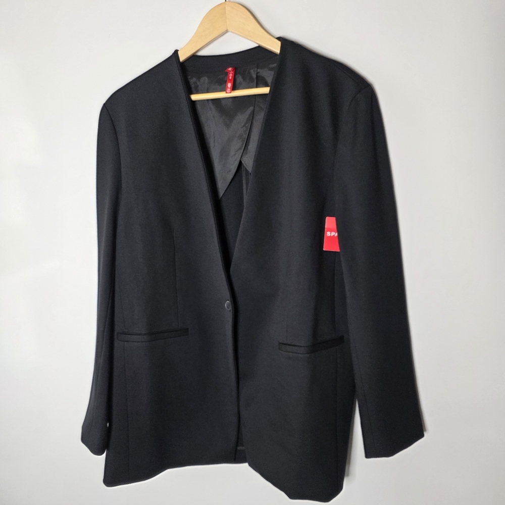 SPANX Perfect Collarless Blazer in black stretchy business casual Size XL NWT